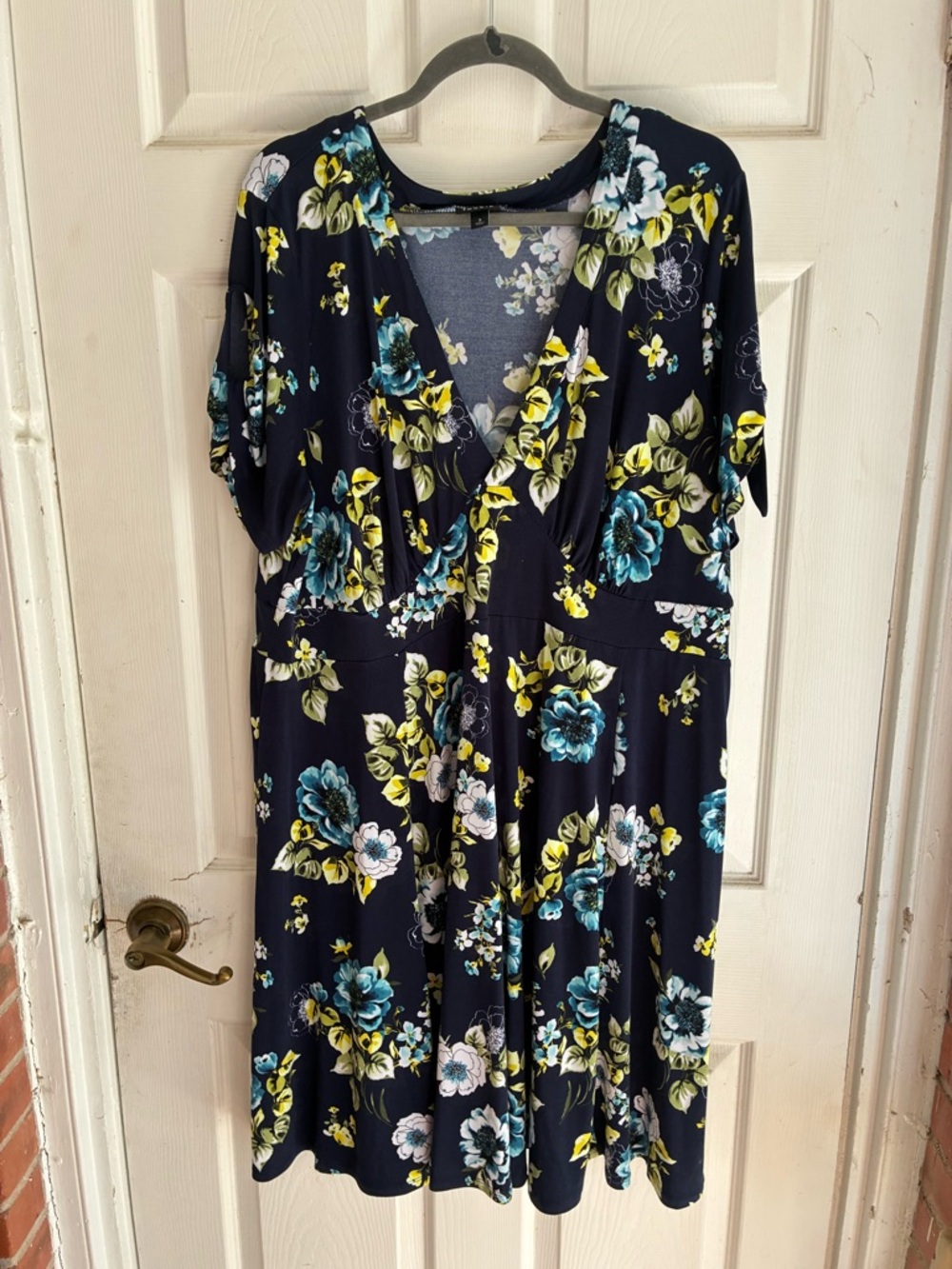 torrid Navy Floral Wrap-Style Dress with Yellow and Blue Blooms